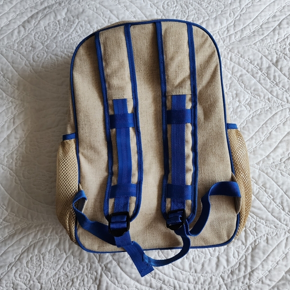 Blue and Tan Canvas Like T Rex Dinosaur Backback - Picture 2 of 5